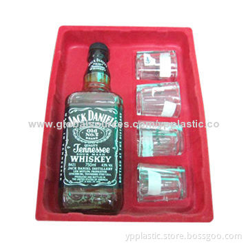 Wine bottle packing tray, 15-year manufacturer, PVC/PS flocking/glossy material available